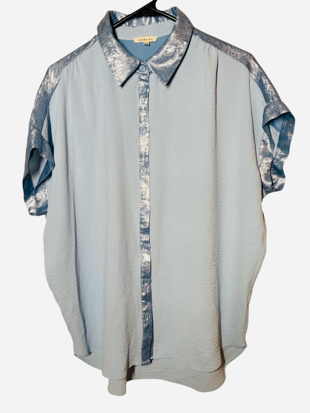JODIFL Light Blue Short-Sleeve Shirt with Metallic Trim S